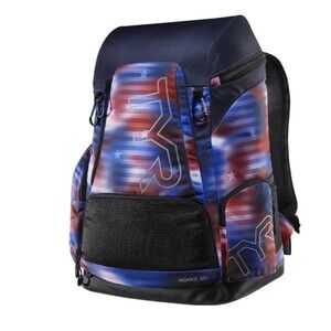 TYR Alliance 45L Backpack Red White Blue Stars Stripes USA Athletic Swim NWT